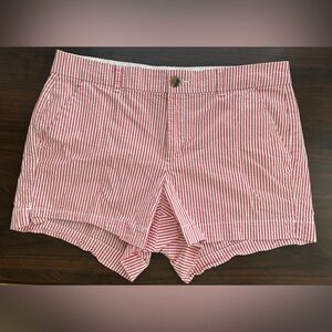 Old Navy Red and White Striped Women's Cotton Shorts